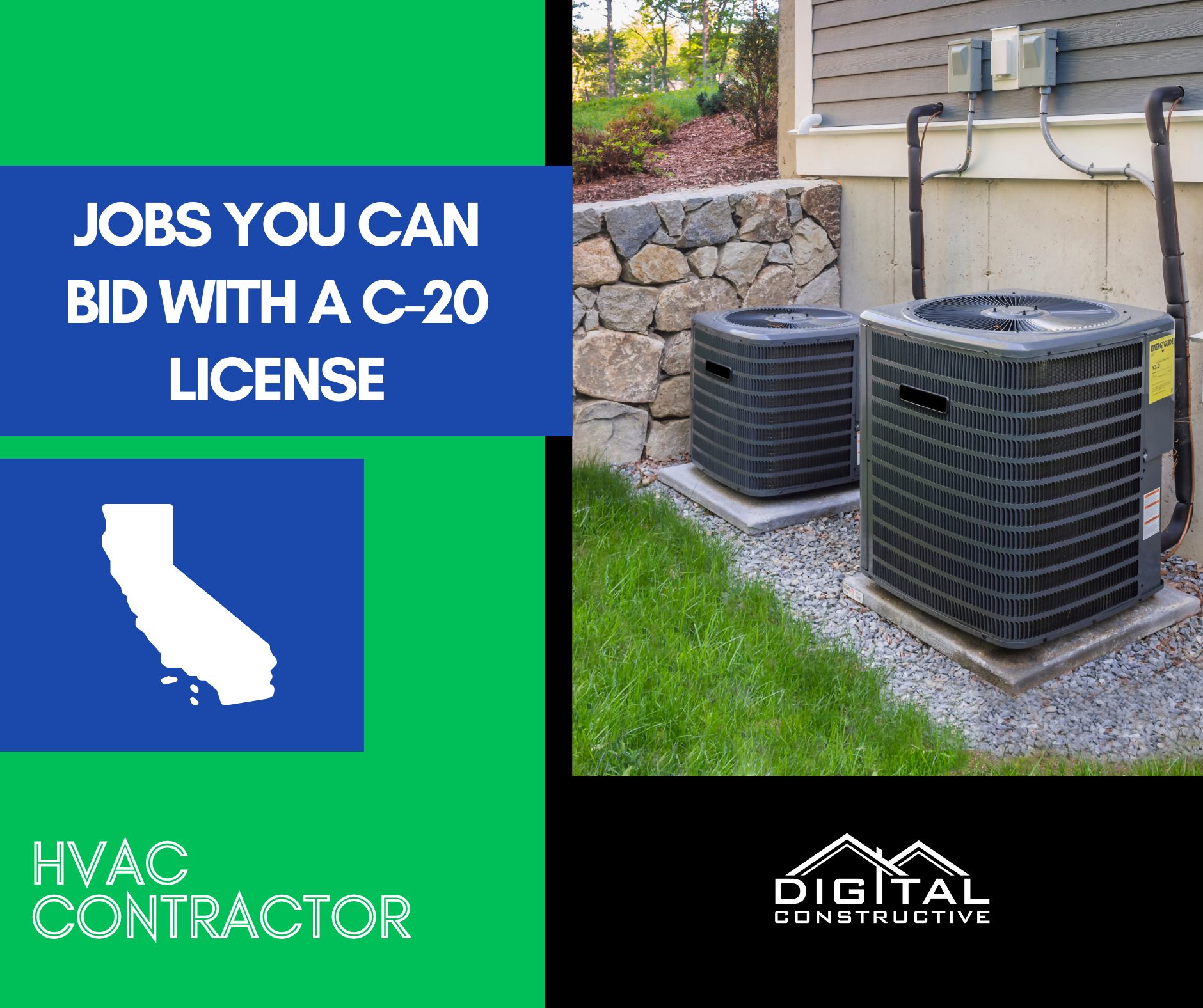 What jobs can you bid with a C-20 Hvac license in California